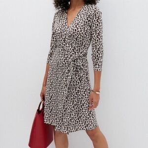 Banana Republic Factory Womens Leopard Print Wrap Dress Size SP Classic Office